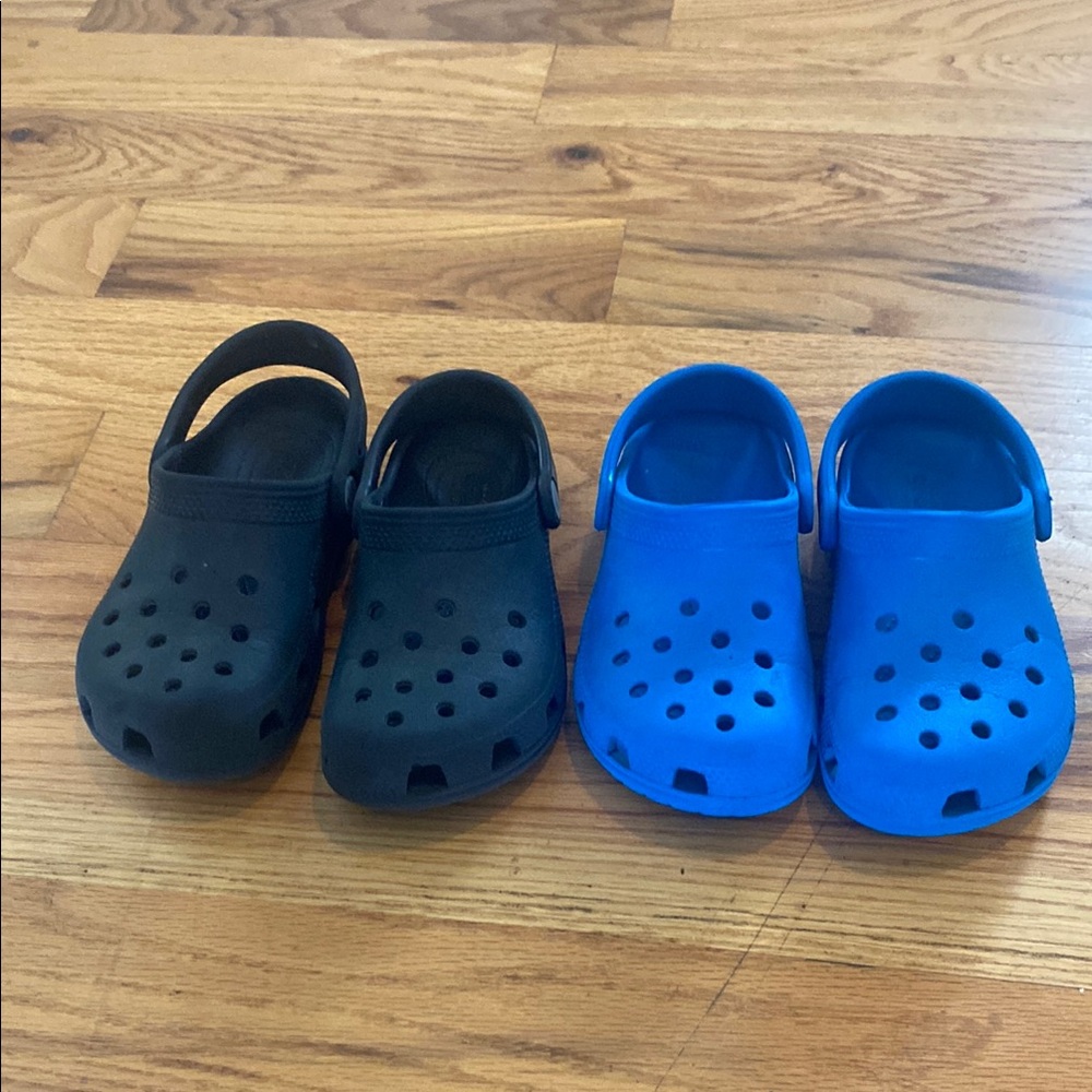 CROCS Black and Blue, 2 pairs